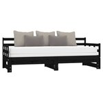 vidaXL Lit coulissant Noir Bois de pin massif 2x(90x200) cm