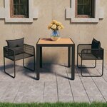 vidaXL Salon de jardin 3 Pièces PVC Résine tressée Noir et marron