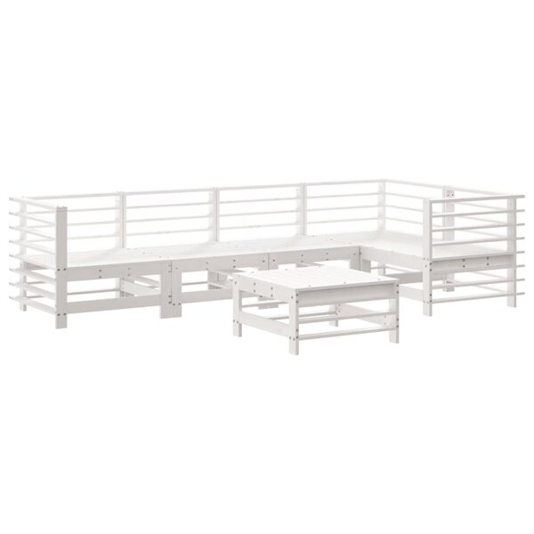 vidaXL Salon de jardin 6 Pièces Blanc Bois de pin massif