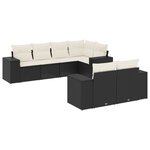 vidaXL Salon de jardin 7 Pièces avec coussins noir résine tressée