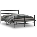vidaXL Cadre de lit métal avec tête de lit/pied de lit noir 140x200 cm