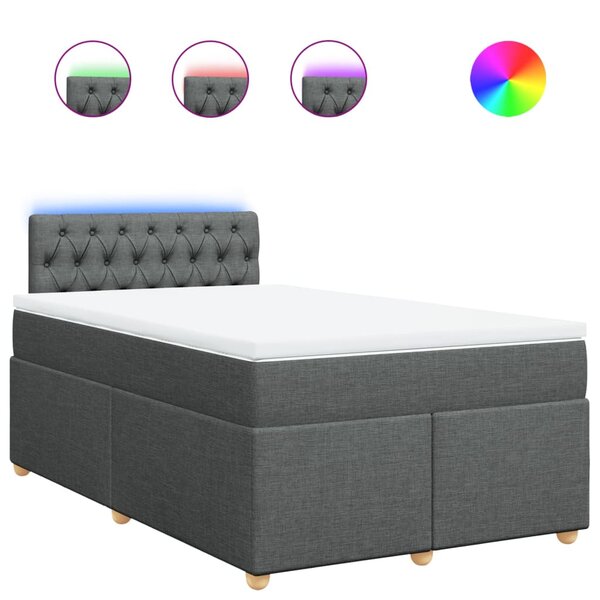 vidaXL Sommier à lattes de lit avec matelas Gris foncé 120x200cm Tissu