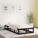 vidaXL Cadre de lit Noir 100x200 cm Bois massif