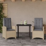 vidaXL Ensemble à manger de jardin et coussins 3 Pièces mélange beige