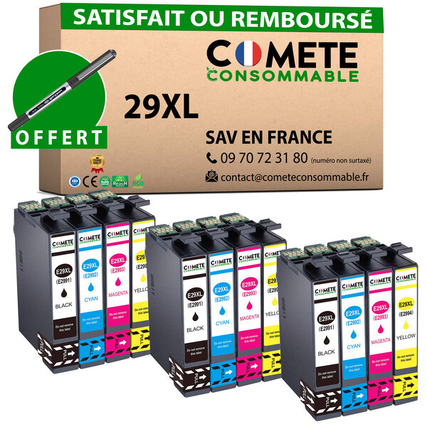 Cartouche 29XL Pack de 12 Compatibles Comete, Entreprise Française