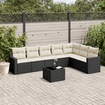 vidaXL Salon de jardin 8 Pièces avec coussins noir résine tressée