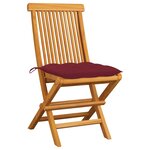 vidaXL Chaises de jardin avec coussins rouge bordeaux 2Pièces Teck massif