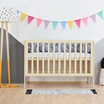 Lit évolutif bébé blanc + barreaux couleur naturel vernis 60 x 120 cm