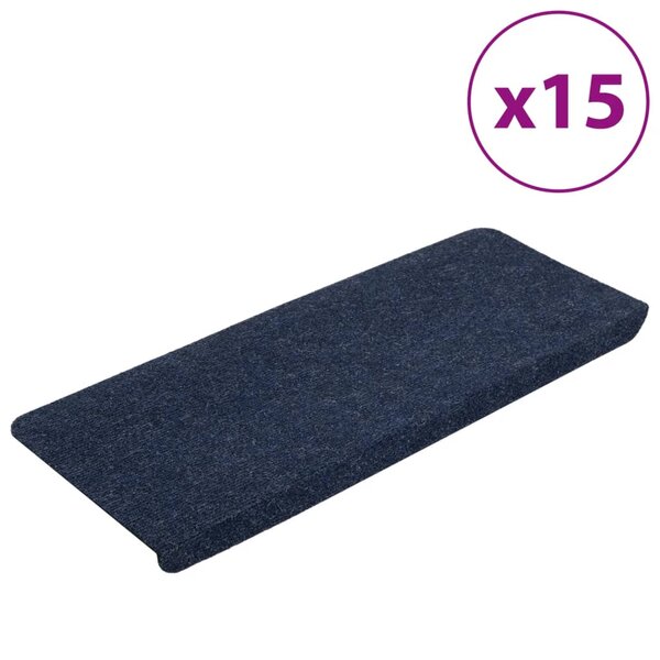 vidaXL Tapis d'escalier auto-adhésifs 15 Pièces 65x24 5x3 5 cm Bleu
