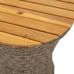 vidaXL Table d'appoint de jardin forme tambour gris rotin bois massif