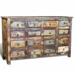 vidaXL Armoire avec 16 tiroirs en style antique Bois massif recyclé