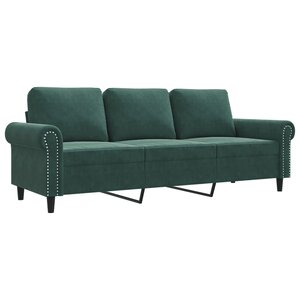 vidaXL Canapé à 3 places Vert foncé 180 cm Velours