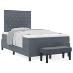 vidaXL Lit à ressorts avec matelas et banc gris foncé 120x190 cm en velours