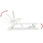 vidaXL Chaise longue avec repose-pied Plastique Blanc