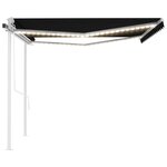 vidaXL Auvent automatique capteur de vent et LED 4x3 5 m Anthracite