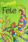 Carte FLUO Bonne Fête Oiseau Perruche Perroquet - Avec Enveloppe 12x17,5cm