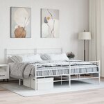 vidaXL Cadre de lit métal avec tête de lit/pied de lit blanc 200x200cm