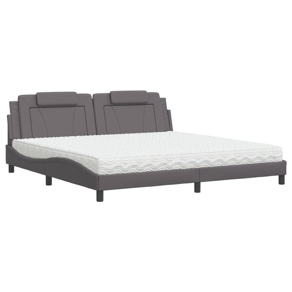 vidaXL Lit avec matelas gris 200x200 cm similicuir
