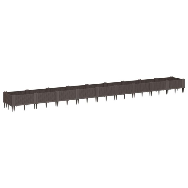 vidaXL Jardinière avec piquets marron 362 5x42 5x28 5 cm PP
