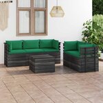 vidaXL Salon palette de jardin 6 Pièces avec coussins Bois de pin massif