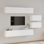 vidaXL Ensemble de meubles TV 6 Pièces Blanc Bois d'ingénierie