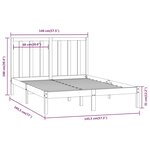 vidaXL Cadre de lit Noir Bois de pin massif 140x190 cm
