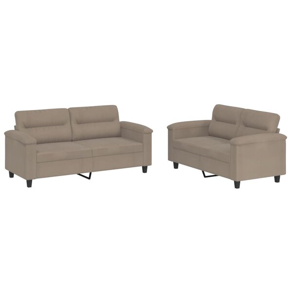 vidaXL Ensemble de canapés 2 Pièces avec coussins taupe tissu microfibre