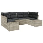 vidaXL Ensemble de Canapés de Jardin de 6 Pièces avec Coussins Gris Clair Rattan PE