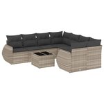vidaXL Salon de jardin 9 Pièces avec coussins gris clair résine tressée