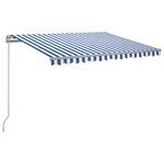 Vidaxl auvent manuel rétractable avec led 350x250 cm bleu et blanc