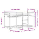 vidaXL Lit superposé avec rideaux bleu 80x200 cm bois pin massif