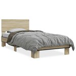 vidaXL Cadre de lit chêne sonoma 100x200 cm bois d'ingénierie et métal