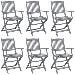 vidaXL Chaises pliables d'extérieur lot de 6 et coussins Bois d'acacia
