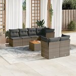 vidaXL Salon de jardin 8 Pièces avec coussins gris résine tressée