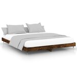 vidaXL Cadre de lit chêne fumé 200x200 cm bois d'ingénierie