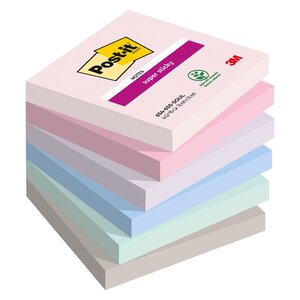 Notes couleurs soulful super sticky post-it 76 x 76 mm - bloc de 90 feuilles - lot de 12