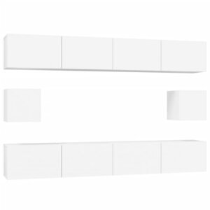 vidaXL Ensemble de meubles TV 6 Pièces Blanc Bois d'ingénierie