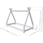 Lit Tipi enfant bois massif gris 90 x 190 cm