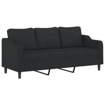 vidaXL Ensemble de canapés 3 Pièces avec coussins Noir Tissu
