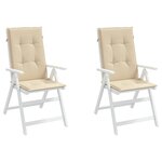 vidaXL Coussins de chaise de jardin dossier haut lot de 2 beige tissu