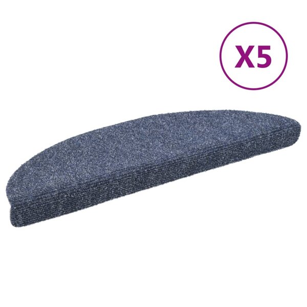 vidaXL Tapis autoadhésifs de marches 5 Pièces Bleu 56x17x3 cm Aiguilleté