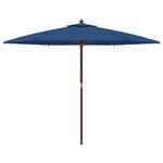 vidaXL Parasol de jardin avec mât en bois bleu azuré 299x240 cm