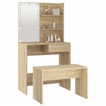 vidaXL Ensemble de coiffeuse avec LED Chêne Sonoma Bois d'ingénierie