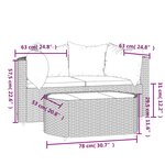 vidaXL Salon de jardin 3 Pièces avec coussins Gris Résine tressée