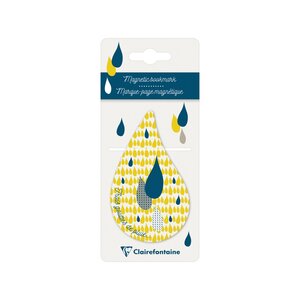 3 gouttes de pluie - 1 marque page magnétique goutte - modèle 2 jaune
