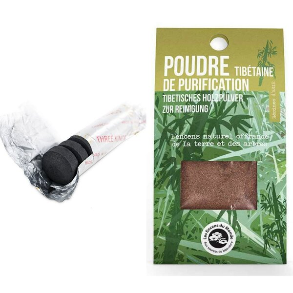 Résine d'encens à brûler Purification tibétaine + rouleau de 10 charbons