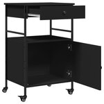vidaXL Chariot de cuisine noir 56x43x89 5 cm bois d'ingénierie