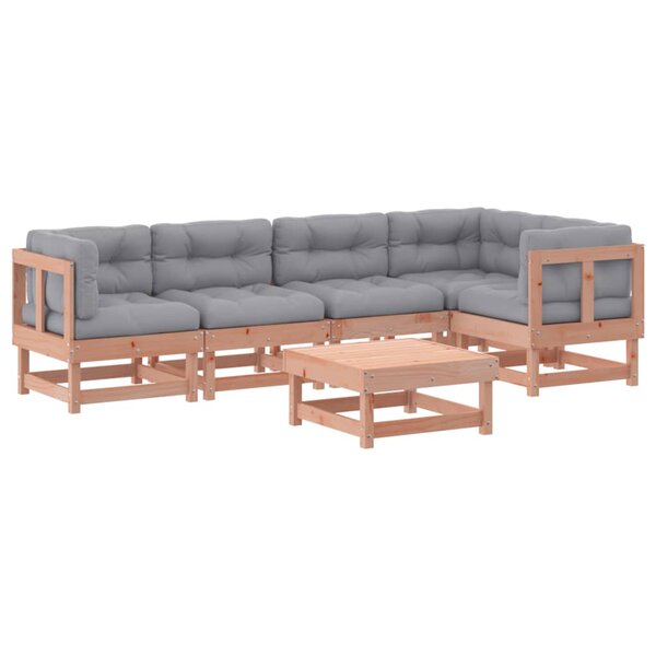 vidaXL Salon de jardin 6 Pièces avec coussins bois massif Douglas
