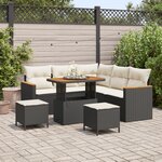 Ensemble de Canapés de Jardin 8 Pièces avec Coussins Noir Poly Rattan