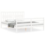 vidaXL Cadre de lit avec tête de lit blanc King Size bois massif